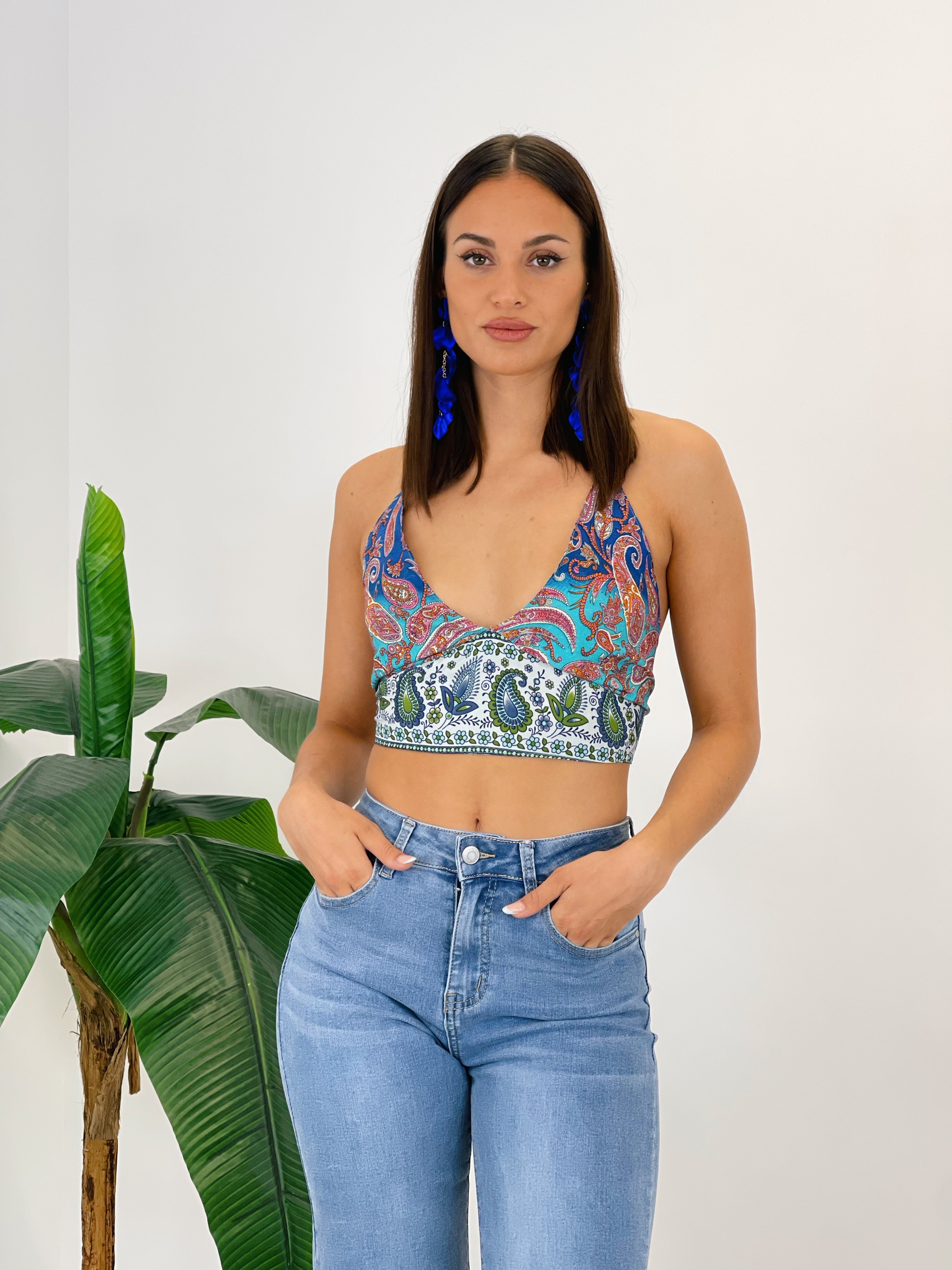 Top crop Boho turquesa - Zebra&Maduixa®